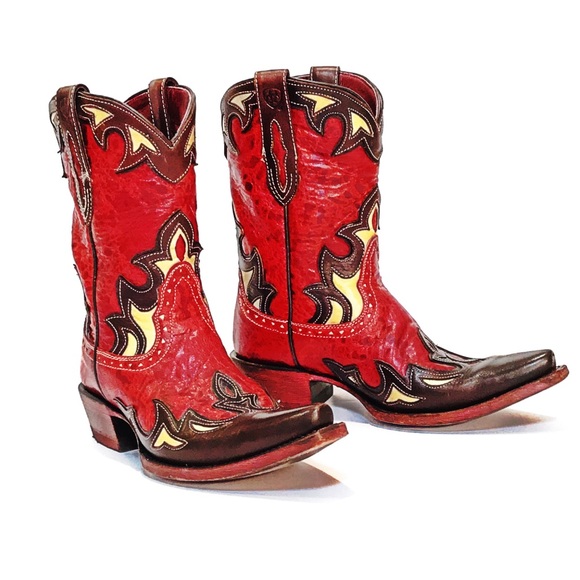 Ariat Shoes - Ariat Western Cowboy Boots Red & Brown Size 7.5